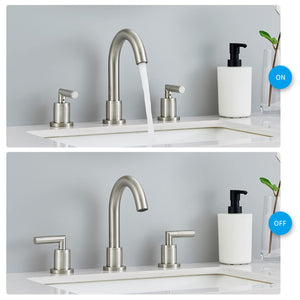 English Elm Bathroom Faucet Brushed Nickel 2 Handle Widespread Sink Faucet With 360° Swivel Spout & Drain T3177P277502