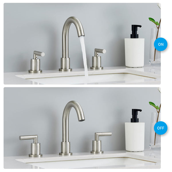 English Elm Bathroom Faucet Brushed Nickel 2 Handle Widespread Sink Faucet With 360° Swivel Spout & Drain T3177P277502