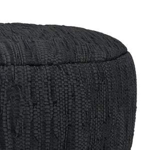 English Elm Fredrik Round Buffalo Leather Pouf Bohemian Footrest or Extra Seat for Living Room B136P427588