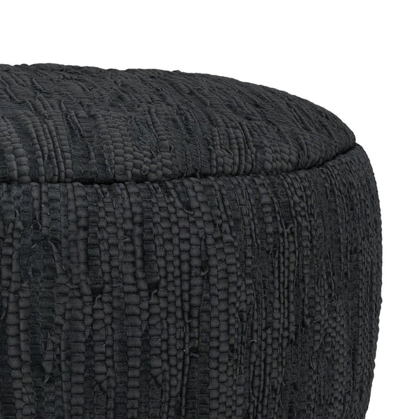 English Elm Fredrik Round Buffalo Leather Pouf Bohemian Footrest or Extra Seat for Living Room B136P427588