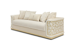 English Elm Talia Sofa with Kiln-Dried Hardwood Frame, Patterned Accents & Gloss Brass Trim for Modern Living Room Ivory 35 L x 26 W x 92 H B078P301556