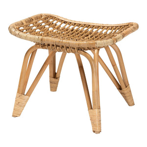 English Elm Modern Rattan Woven Square Footstool Openwork Boho Accent for Living Spaces B2750P467637