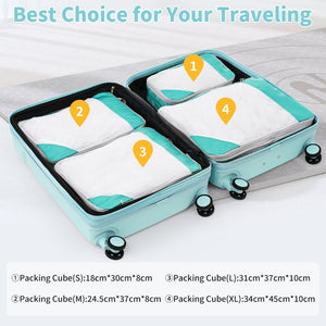 English Elm 4 Piece Hard Shell Abs Luggage Set with Spinner Wheels Tsa Lock and Packing Cubes Light Blue N732P197378N