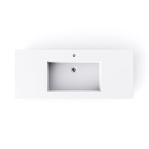 English Elm 47.2'' Wide Stone Resin Wall Mount Rectangular Basin Matte White Modern Bathroom Sink W1613P366783