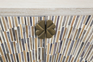 Basset Mirror Astrid Server - Modern Boho Chic With Sunburst Design, Solid Mango Frame, And Cord Management Features White Mango Wood,Bone,Resin 2524-dr-576