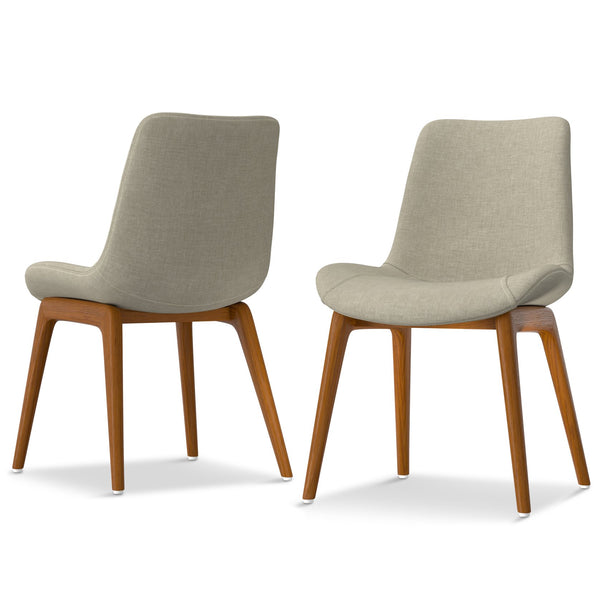 English Elm Loretta Mid-Century Dining Chair Set of 2 with Beech Wood Legs, Linen-Like Upholstery & Plush Comfort Brown B136P266934