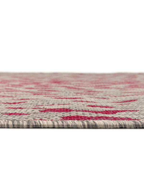 Unique Loom Outdoor Safari Samburu Machine Made Animal Print Rug Pink Gray, Ivory 10' 0" x 10' 0"