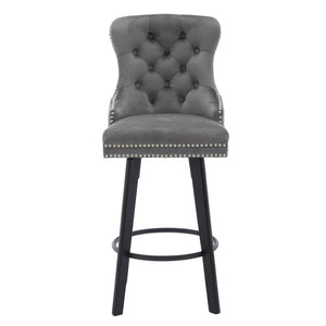 English Elm Modern Velvet Swivel Barstools Tufted Upholstery Rivet Trim for Kitchen Island or Home Bar W2311P227655