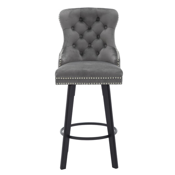 English Elm Modern Velvet Swivel Barstools Tufted Upholstery Rivet Trim for Kitchen Island or Home Bar W2311P227655