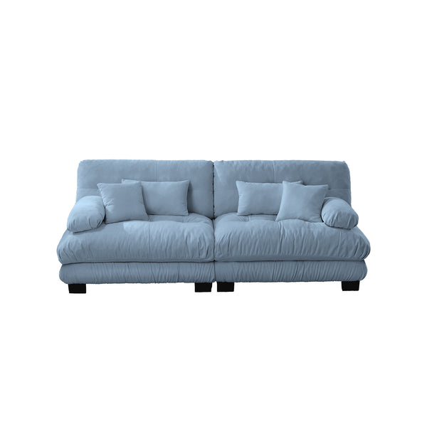 English Elm Cloud 2-Seater Chenille Sofa – Cozy Vintage Charm With Lumbar & Throw Pillows For Stylish Comfort W714S01079