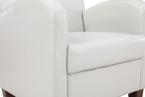 OSP Home Furnishings Aiden Chair & Ottoman Faux Leather Cream