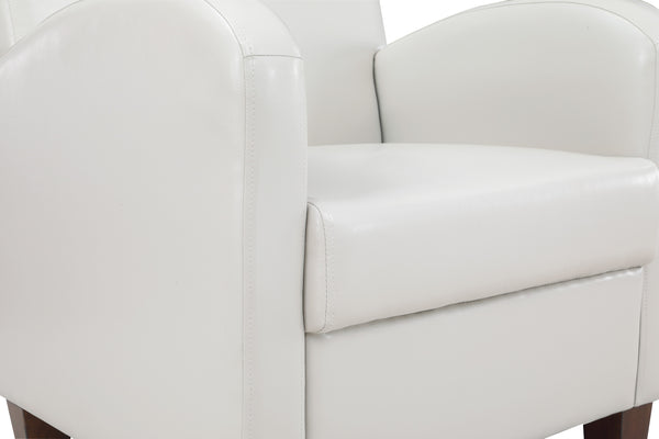 OSP Home Furnishings Aiden Chair & Ottoman Faux Leather Cream