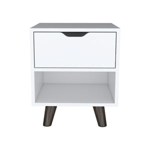 English Elm Crail Modern Nightstand White with 1 Drawer & Open Shelf, Engineered Wood, Wooden Legs, Durable Design B070P188872