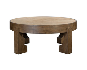 Basset Mirror Canyon Cocktail Table - Rustic Modern Elegance With Unique Travertine Top And Wire-brushed Finish Brown Wood,Stone 2526-lr-120