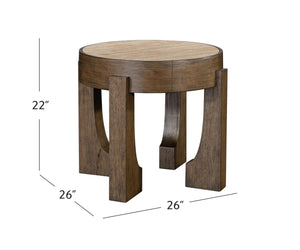 Basset Mirror Canyon End Table - Modern Rustic Design With Travertine Stone Top And Unique Textured Wood Finish Brown Wood,Stone 2526-lr-220