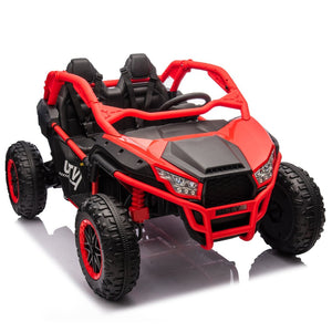 English Elm 24v Two Seater Kids Utv with Parental Remote Dual Motors Four Wheel Suspension Led Red W1578P198433