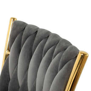 English Elm Modern Velvet Upholstered Dining Chairs Set of 2 with Electroplated Legs for Kitchen Dark Gray W210P301593