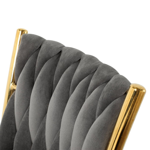 English Elm Modern Velvet Upholstered Dining Chairs Set of 2 with Electroplated Legs for Kitchen Dark Gray W210P301593