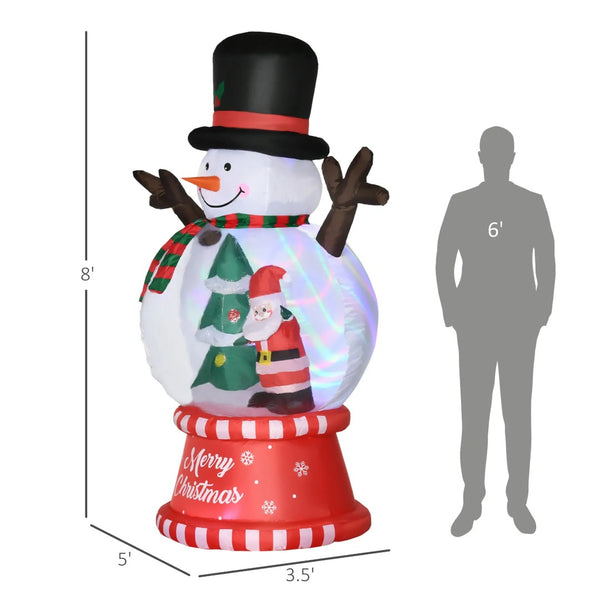 English Elm 8ft Snowman Yard Inflatable with Flashing Led Crystal Globe Body Holiday Decor T3971P404357