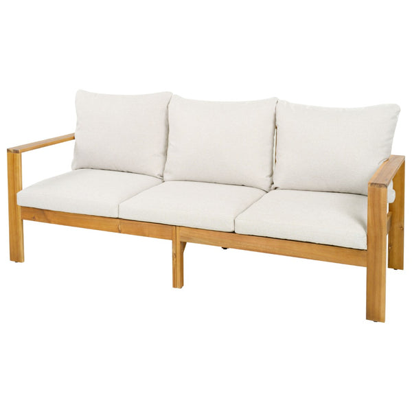 English Elm Outdoor Acacia Hardwood Sectional Sofa Set with Ottoman and Coffee Table N757S354829B