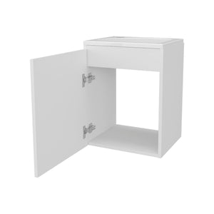 English Elm FM Modern Floating Bathroom Vanity with Integrated Sink and Soft-Close Door for Sleek Storage White 24.4 L x 20.5 W x 11 H B128P293877