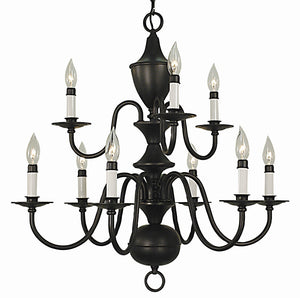 Framburg 9-light Rustic Jamestown Dining Chandelier - Exquisite Early American Design For Timeless Elegance Matte Black Metal 2529 Mblack