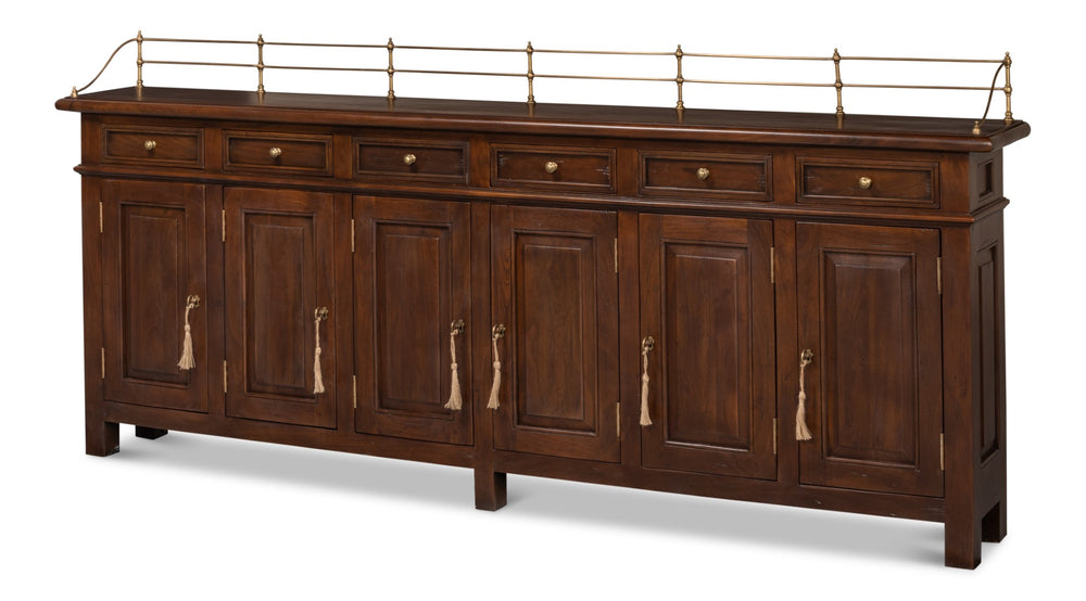 Sarreid Covent Gardens Sideboard - Elegant Solid Walnut Design With Faux Keyhole And 6 Adjustable Shelves Brown  25295-3