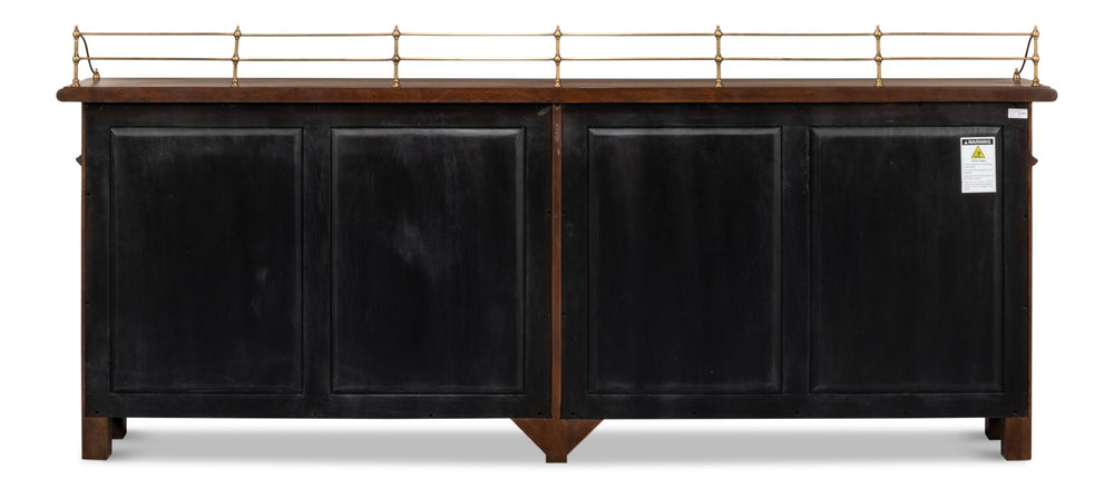 Sarreid Covent Gardens Sideboard - Elegant Solid Walnut Design With Faux Keyhole And 6 Adjustable Shelves Brown  25295-3
