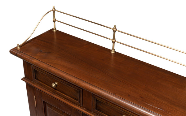 Sarreid Covent Gardens Sideboard - Elegant Solid Walnut Design With Faux Keyhole And 6 Adjustable Shelves Brown  25295-3