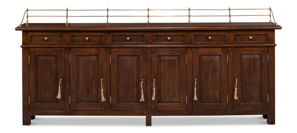 Sarreid Covent Gardens Sideboard - Elegant Solid Walnut Design With Faux Keyhole And 6 Adjustable Shelves Brown  25295-3