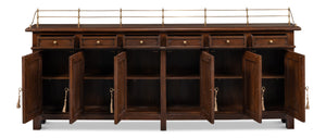 Sarreid Covent Gardens Sideboard - Elegant Solid Walnut Design With Faux Keyhole And 6 Adjustable Shelves Brown  25295-3