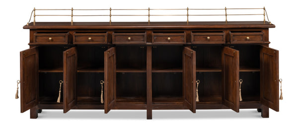 Sarreid Covent Gardens Sideboard - Elegant Solid Walnut Design With Faux Keyhole And 6 Adjustable Shelves Brown  25295-3