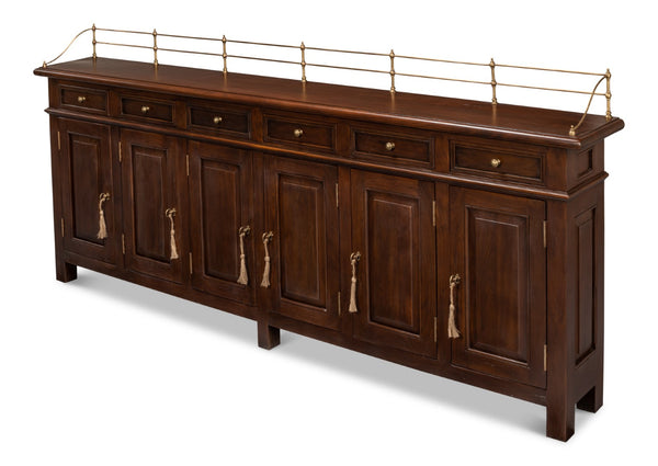 Sarreid Covent Gardens Sideboard - Elegant Solid Walnut Design With Faux Keyhole And 6 Adjustable Shelves Brown  25295-3