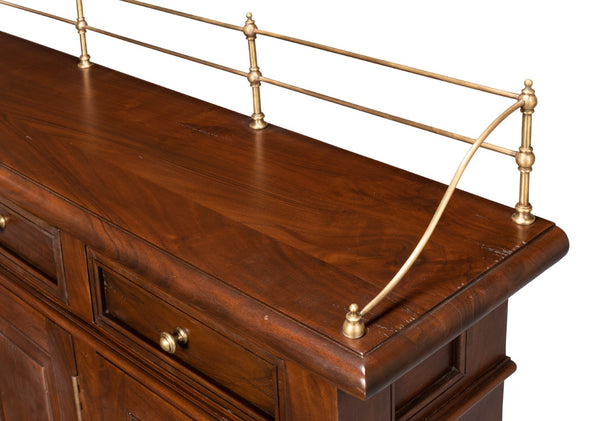 Sarreid Covent Gardens Sideboard - Elegant Solid Walnut Design With Faux Keyhole And 6 Adjustable Shelves Brown  25295-3