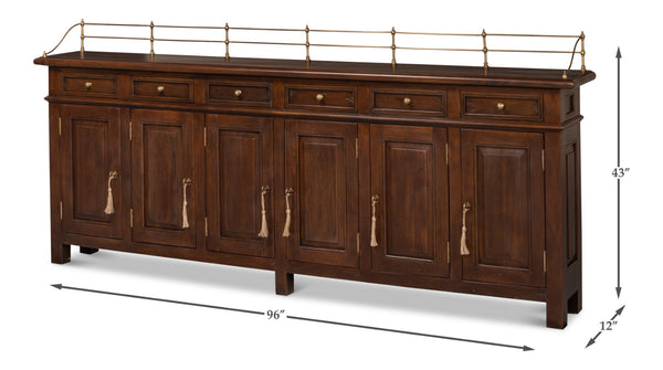 Sarreid Covent Gardens Sideboard - Elegant Solid Walnut Design With Faux Keyhole And 6 Adjustable Shelves Brown  25295-3
