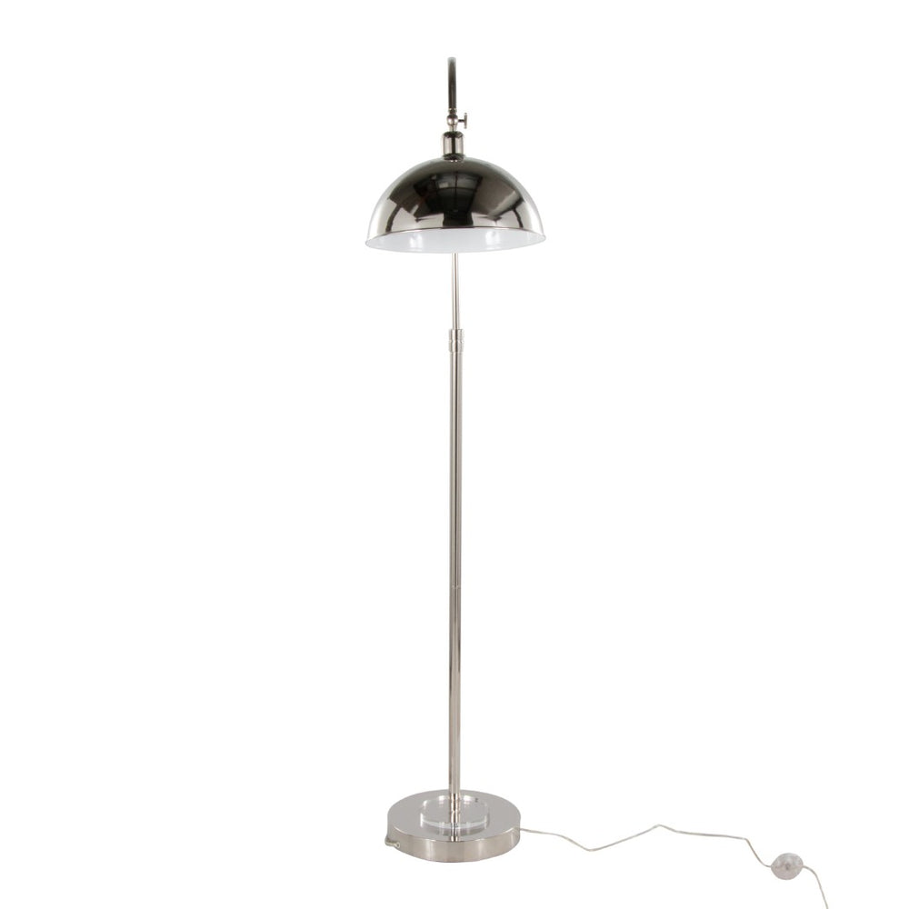 English Elm Metal Arc Floor Lamp with Polished Nickel Finish and K9 Crystal Accents for Living Rooms B202P471644