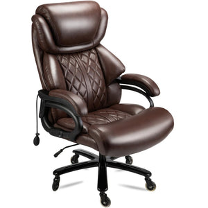 English Elm 500lbs Heavy Duty Executive Chair Wide Spring Seat Ergonomic High Back Home Office Brown W5201P418320