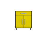 Manhattan Comfort Eiffel Modern Mobile Garage Cabinet Matte Black and Yellow 252BMC84