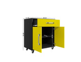 Manhattan Comfort Eiffel Modern Mobile Garage Cabinet Matte Black and Yellow 252BMC84