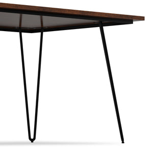 English Elm Hunter Modern Industrial Dining Table 66x40 in Solid Mango Wood Top with Black Hairpin Legs, Durable Finish Brown B136P203494