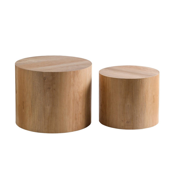 English Elm Nesting Coffee Tables Set of 2 Round Mdf Modern Industrial Accent for Living Room W3081P440055