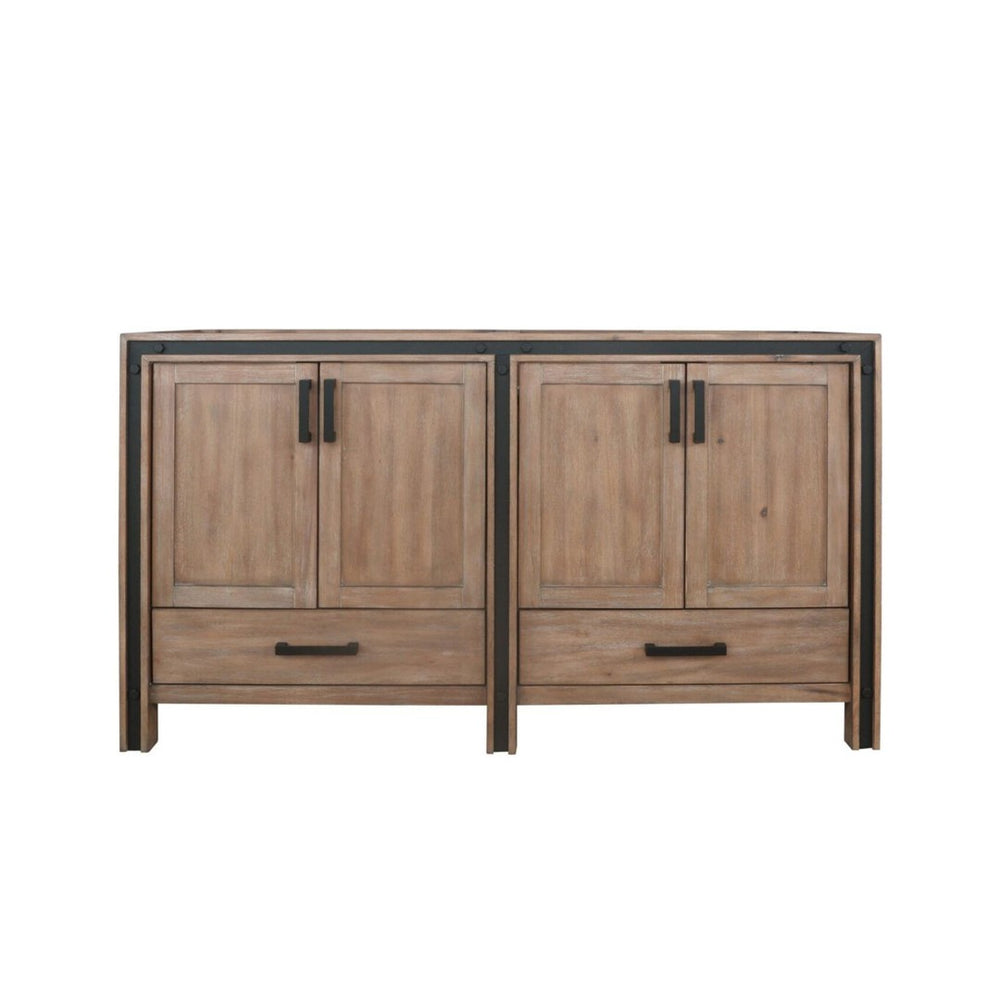 English Elm Rustic Barnwood Double Bath Vanity - 60" W, Charming Storage Solution With Soft-Close Drawers B2731P260714-GIGA
