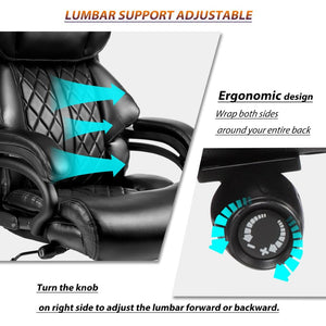 English Elm 500lbs Capacity Executive Office Chair Wide Spring Seat Ergonomic Lumbar Support Swivel W5201P418041