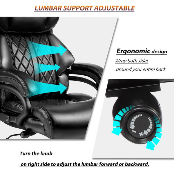 English Elm 500lbs Capacity Executive Office Chair Wide Spring Seat Ergonomic Lumbar Support Swivel W5201P418041