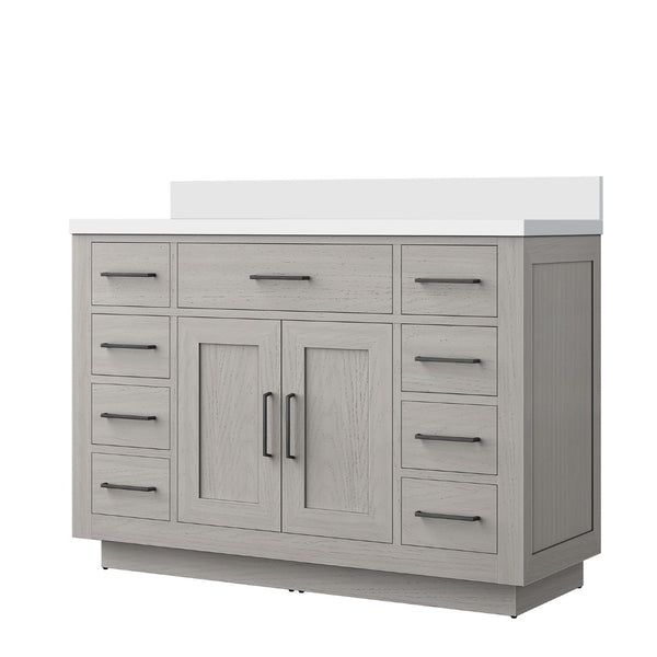 English Elm White Oak Single Bath Vanity 48" W With Cultured Marble Top - Stylish, Durable, Fully Assembled Design B2731P257718-GIGA