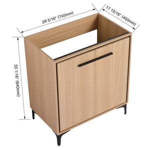 English Elm 30 30 Inch Bathroom Vanity Base with Double Doors, Engineered Wood Cabinet, Modern Minimalist Storage Oak W1972P164356