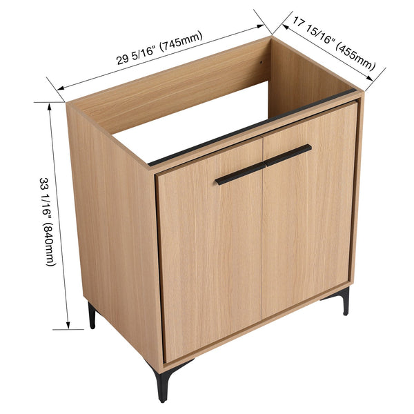 English Elm 30 30 Inch Bathroom Vanity Base with Double Doors, Engineered Wood Cabinet, Modern Minimalist Storage Oak W1972P164356