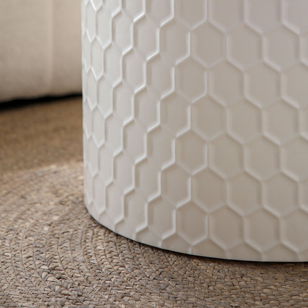 English Elm Stylish Honeycomb Nesting Coffee Tables Set — Modern Round Drum Design, Durable MDF, Space-Saving Pair Beige W757P206008