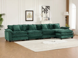 English Elm Wider Modern 3-Seat Sectional Couch In Green Chenille – Comfy, Modular, Breathable Design For Any Room W1143S00045-GIGA