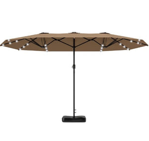 English Elm Double-sided Patio Umbrella with 36 Solar Led Lights Steel Frame Vented Canopy T3971P426126
